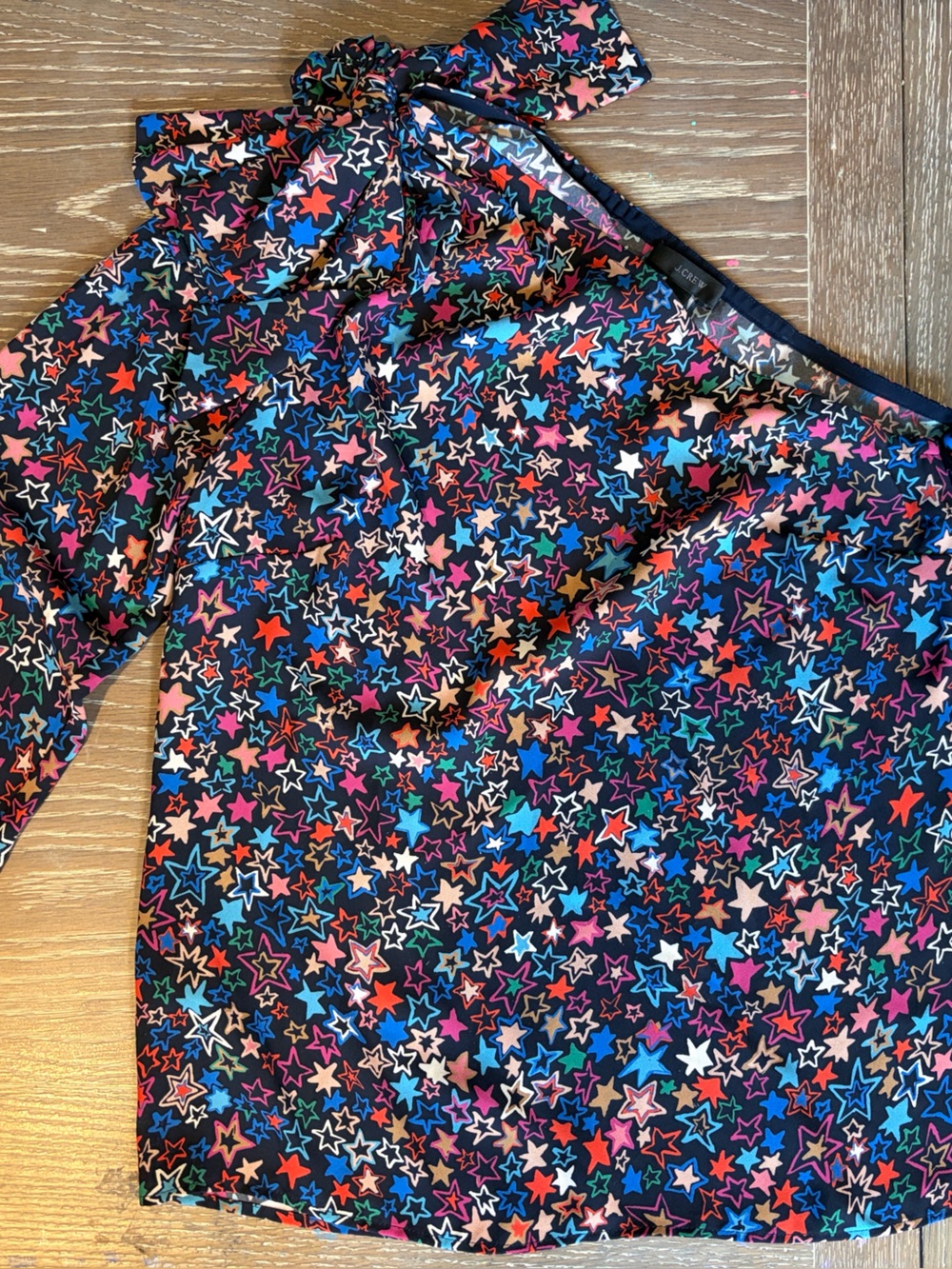 J.Crew Tie Neck Top in Multicolor Star Size 2